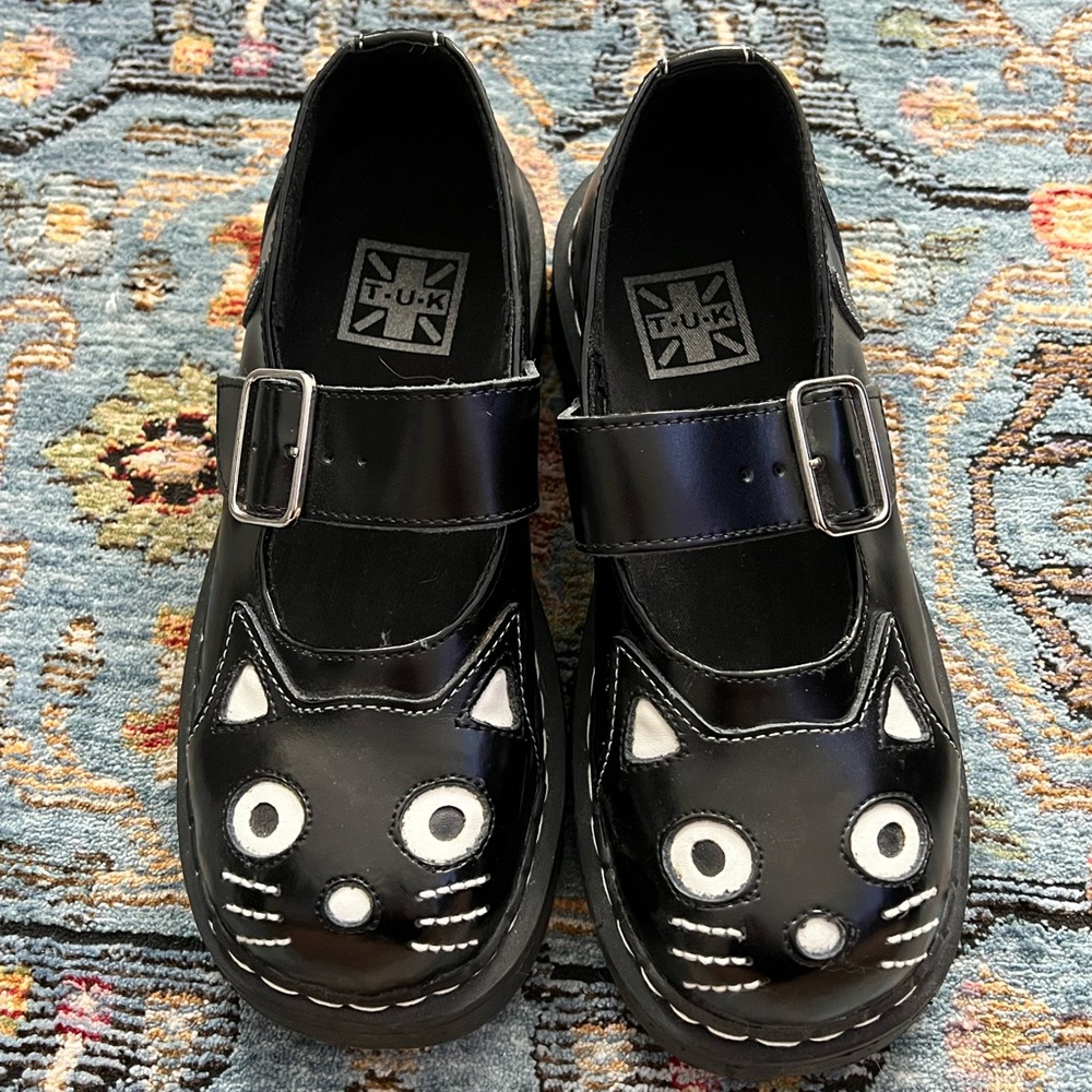 T.U.K Womens Black Cat Mary Jane Shoes size women 8